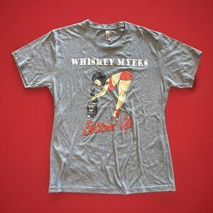 Whiskey Myers “Bottoms Up” Tshirt Size Medium Grey Good Used Condition